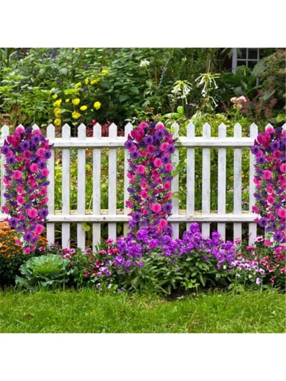 Artificial Purple Flowers 2 Bundles Faux Silk Eucalyptus Outdoor Floral Decor
